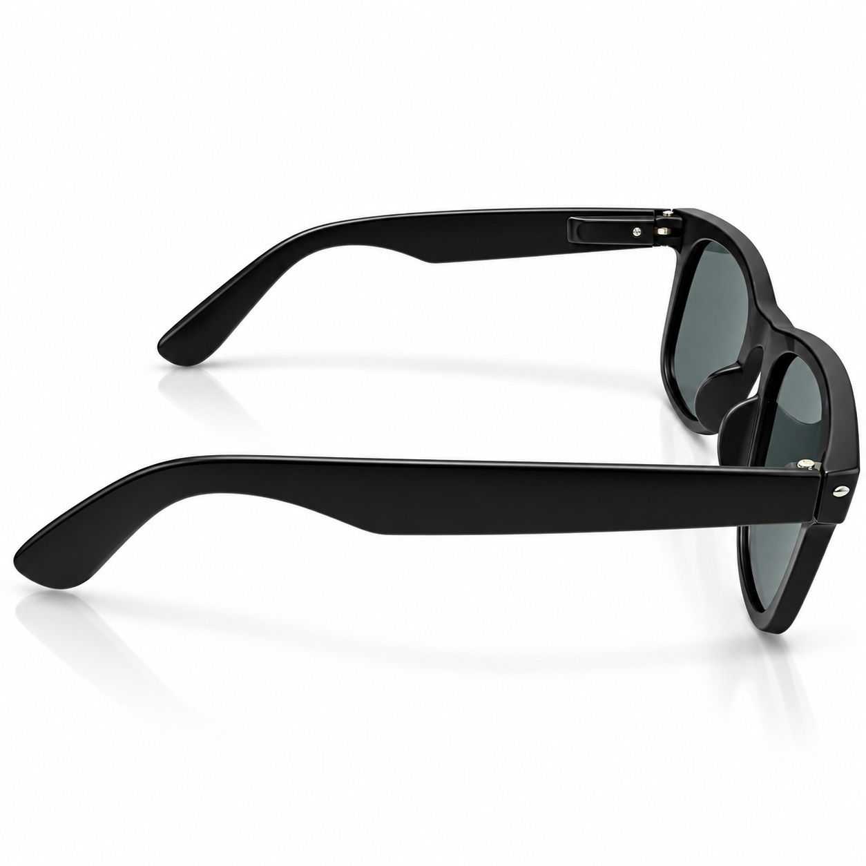 Unisex Black Rectangle Sunglasses for Men & Women | Dark Green Grey Lenses | Classic Full-Rim Wayfarer Style Fashion Eyewear for Travel & Outdoor Wear - Image 3