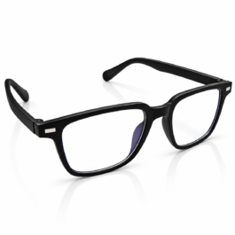 Unisex Black Rectangle Eyeglasses for Men & Women | Clear Lens Full-Rim Spectacle Frame | Classic Lightweight-Look Fashion Eyewear for Office & Everyday Wear