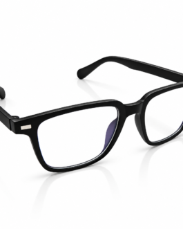 Unisex Black Rectangle Eyeglasses for Men & Women | Clear Lens Full-Rim Spectacle Frame | Classic Lightweight-Look Fashion Eyewear for Office & Everyday Wear
