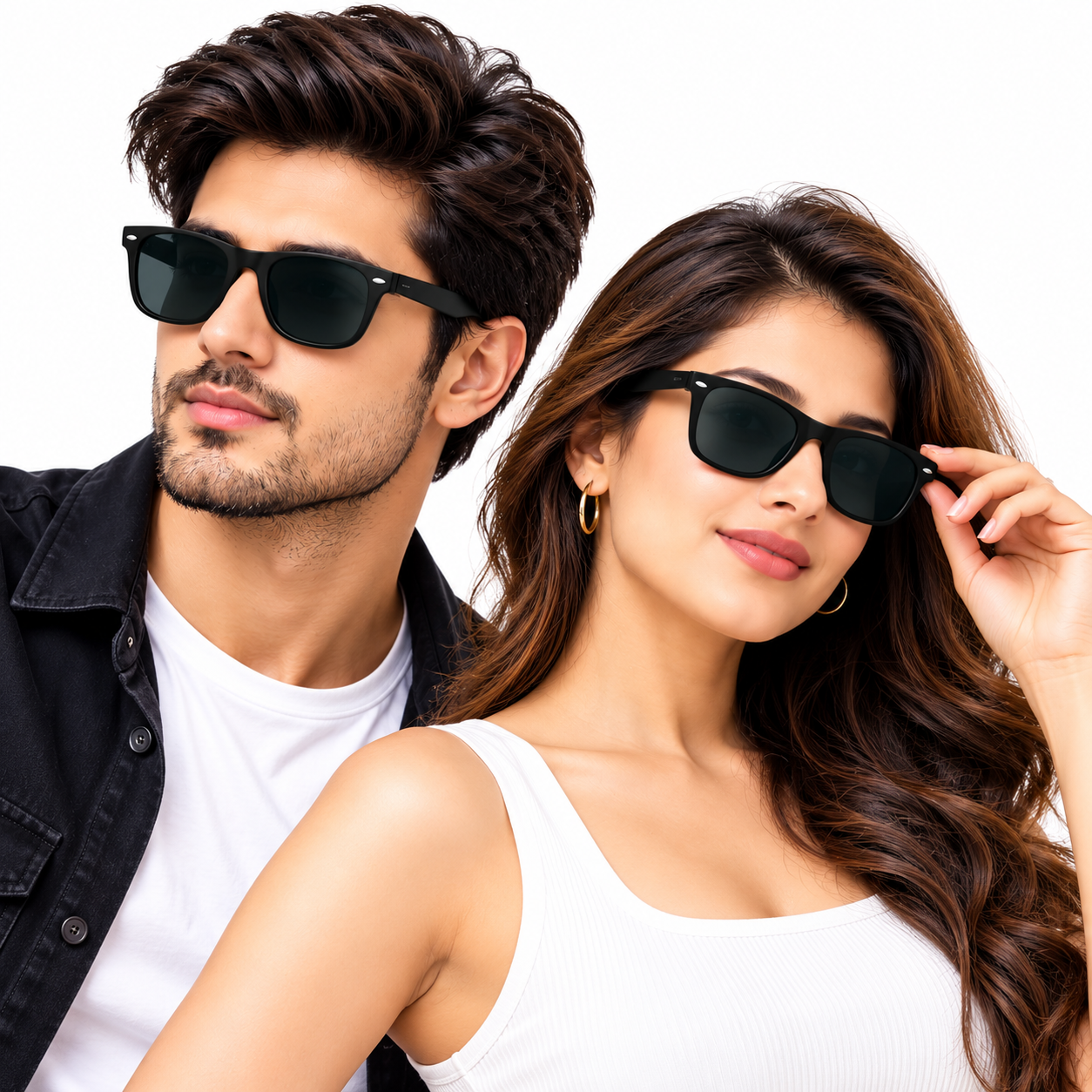 Unisex Black Rectangle Sunglasses for Men & Women | Dark Green Grey Lenses | Classic Full-Rim Wayfarer Style Fashion Eyewear for Travel & Outdoor Wear - Image 7