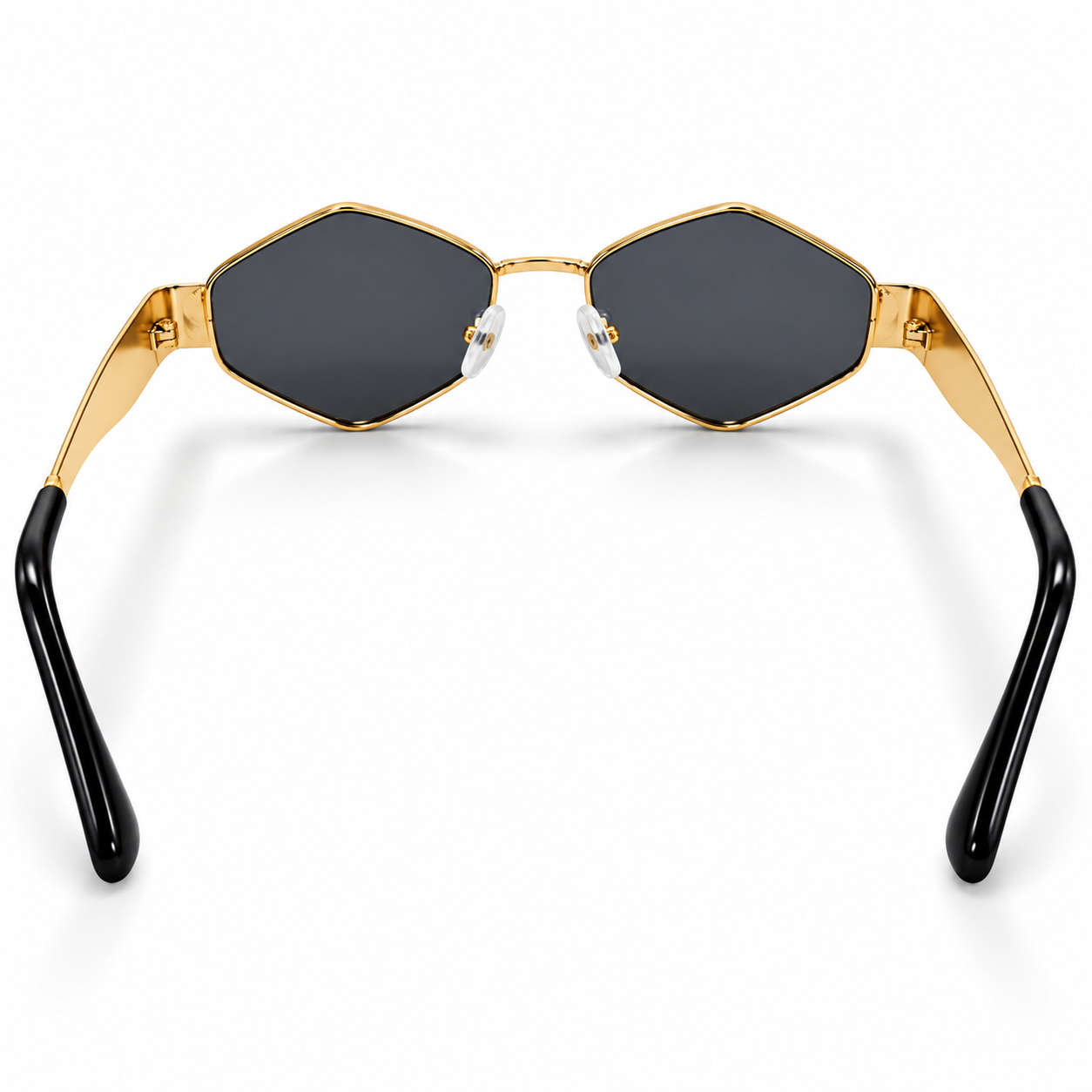 Unisex Geometric Hexagon Sunglasses for Men & Women | Gold-Tone Metal Frame with Dark Smoke Lenses | Retro Fashion Eyewear for Casual, Travel & Party Wear - Image 4