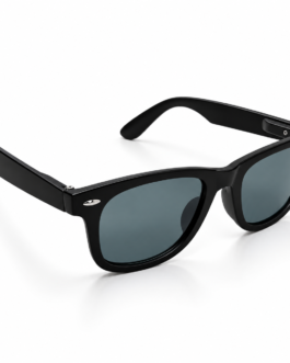 Unisex Black Rectangle Sunglasses for Men & Women | Dark Green Grey Lenses | Classic Full-Rim Wayfarer Style Fashion Eyewear for Travel & Outdoor Wear