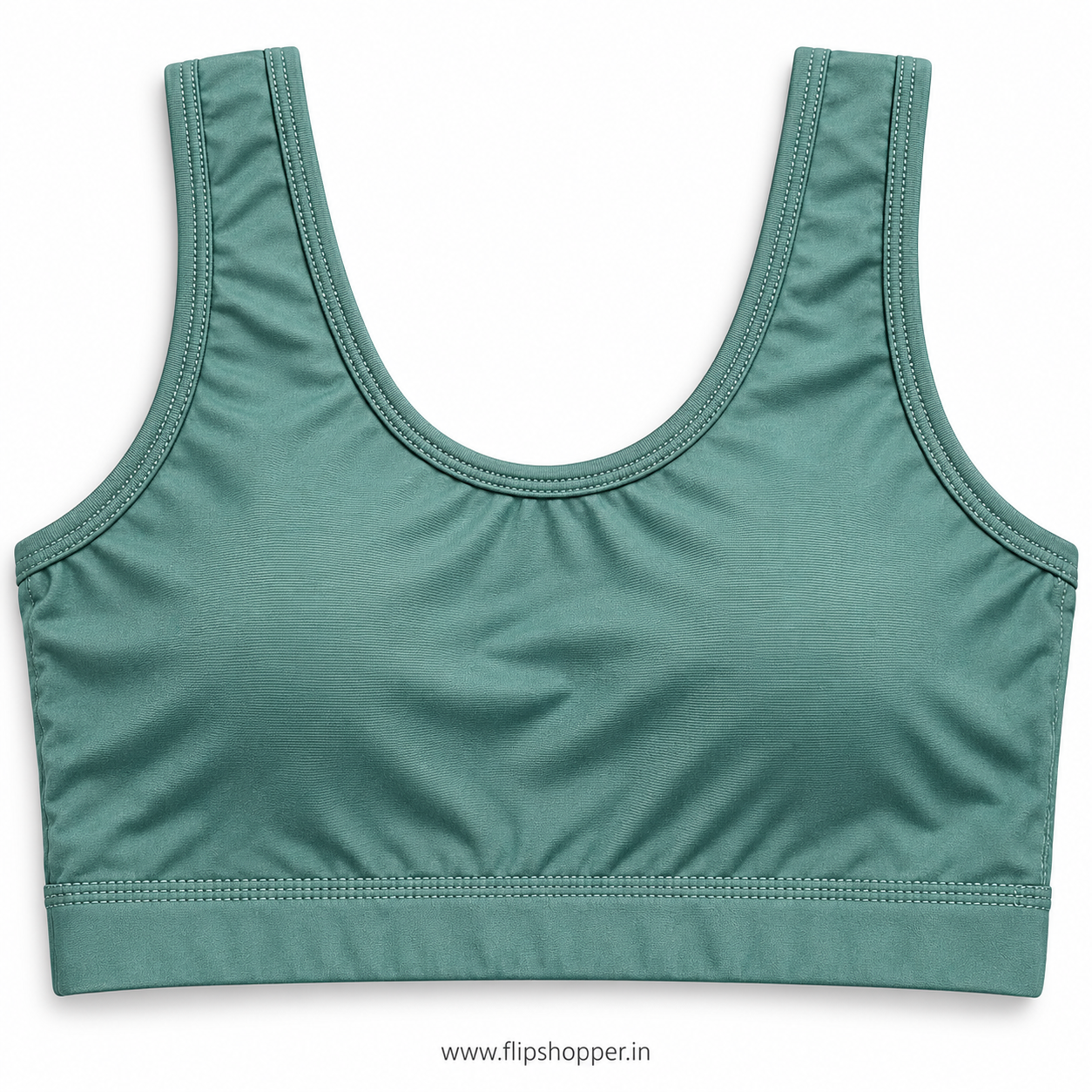 Girls Soft Stretch Sports Bra with Wide Shoulder Straps, Scoop Neck & Comfortable Fit for Everyday Wear – Sage Green - Image 6