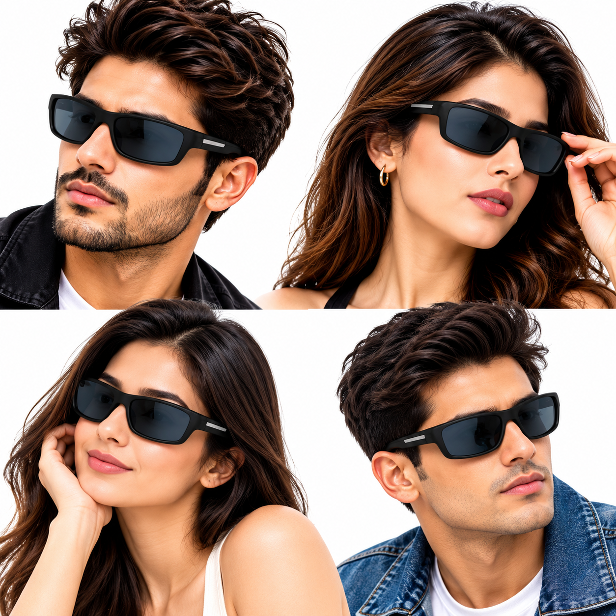 Unisex Black Sports Sunglasses for Men & Women | Dark Smoke Lens | Stylish Wraparound Rectangle Frame | Casual, Driving & Outdoor Eyewear - Image 4
