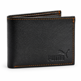 Men’s Premium Black Bifold Wallet | Textured Finish with Contrast Brown Stitching | Multiple Card Slots & Cash Compartment | Slim Everyday Wallet for Men