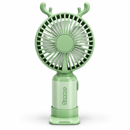 Mini Antler Rechargeable Handheld Fan with USB-C Charging, 2 Wind Modes, Portable Desk Stand, Cute Deer Horn Design, Compact Personal Cooling Fan for Home, Office & Travel (Mint Green)