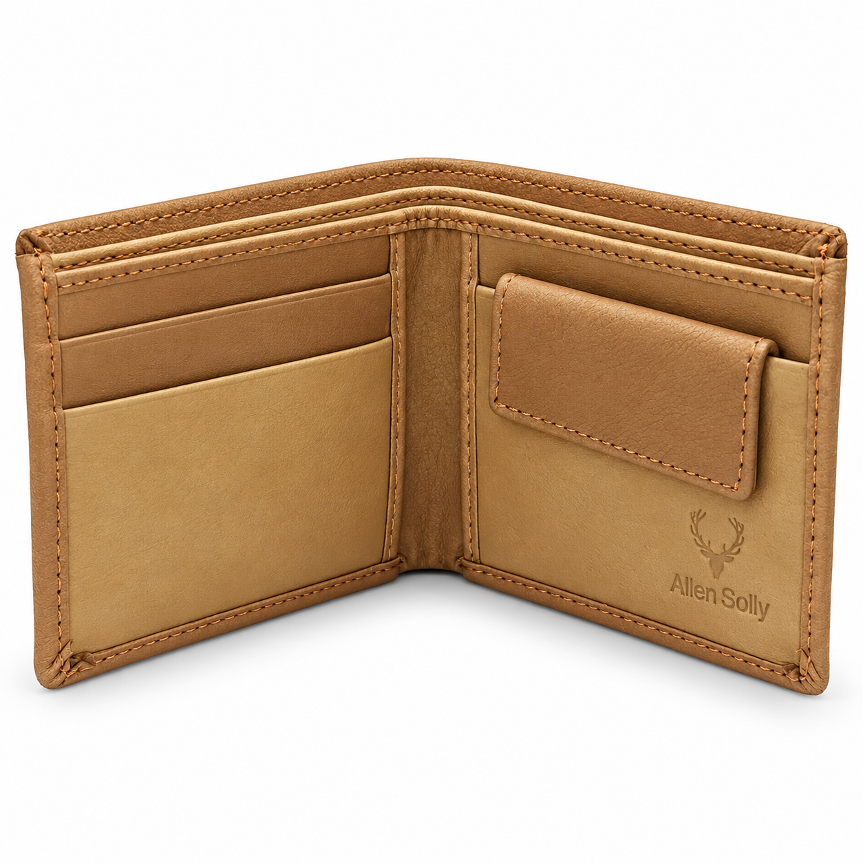 Men’s Premium Tan Brown Bifold Wallet | Stylish Textured Finish | Multiple Card Slots & Cash Compartment | Slim Everyday Wallet for Men - Image 2