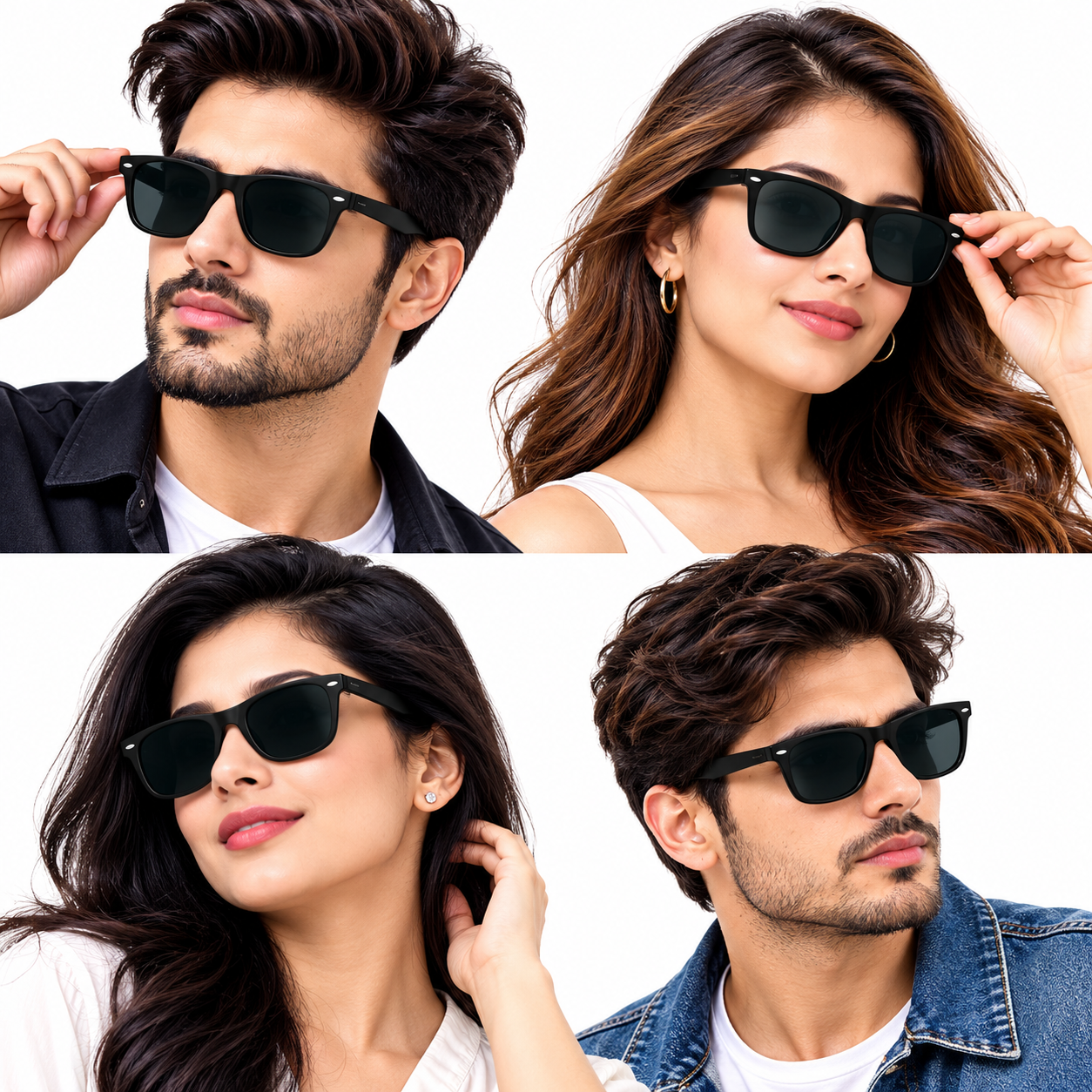 Unisex Black Rectangle Sunglasses for Men & Women | Dark Green Grey Lenses | Classic Full-Rim Wayfarer Style Fashion Eyewear for Travel & Outdoor Wear - Image 6