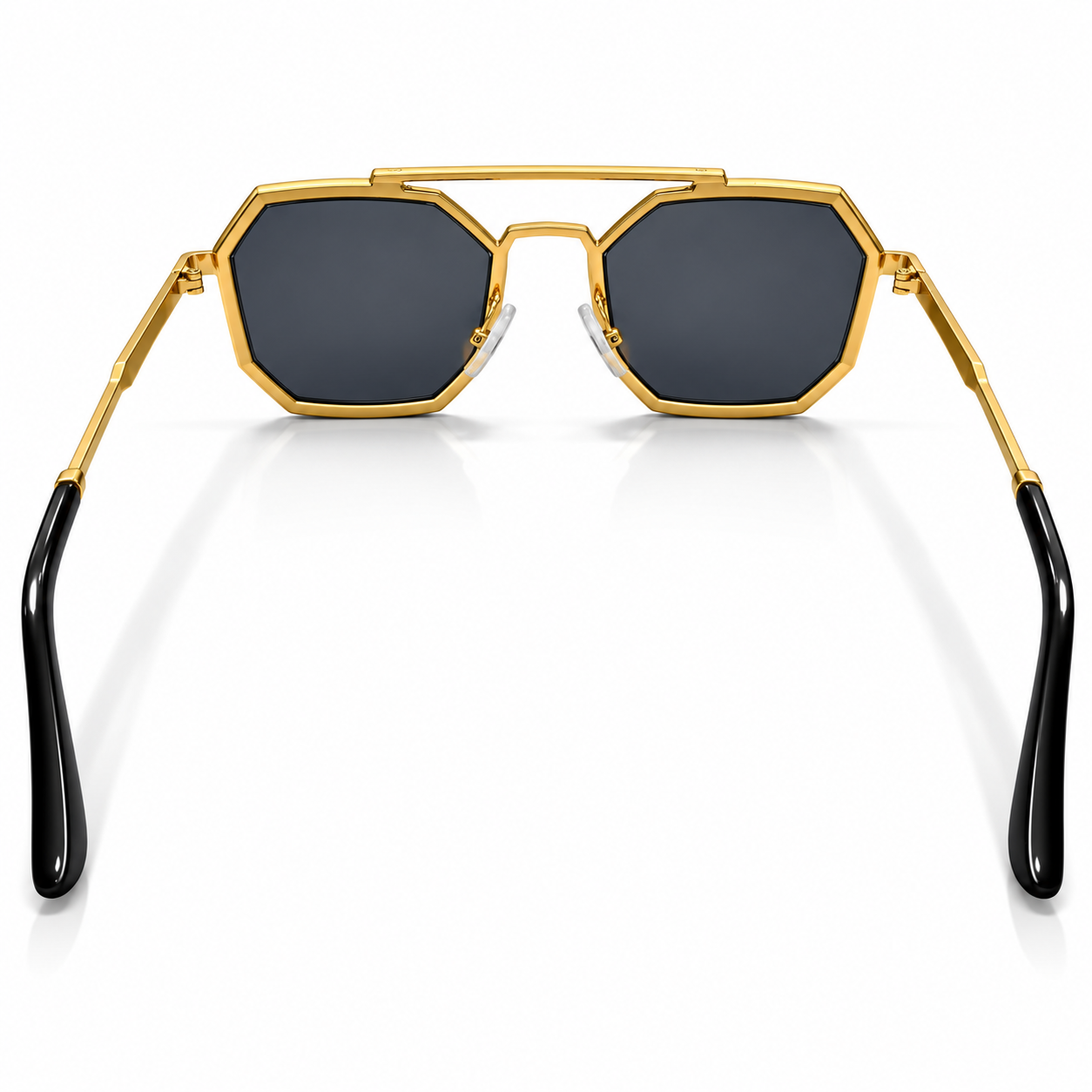 Unisex Geometric Octagon Sunglasses for Men & Women | Gold-Tone Frame with Dark Smoke Lenses | Bold Retro Streetwear Fashion Eyewear - Image 4