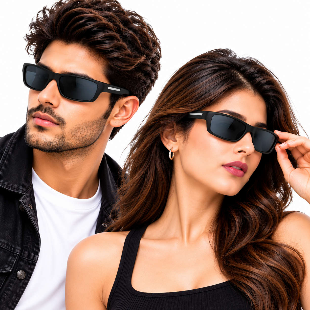 Unisex Black Sports Sunglasses for Men & Women | Dark Smoke Lens | Stylish Wraparound Rectangle Frame | Casual, Driving & Outdoor Eyewear - Image 6